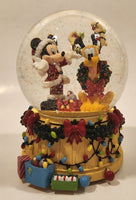 Enesco Disney's Mickey Mouse and Pluto Christmas Deck The Halls Musical Snow Globe with Sculpted Base New in Box