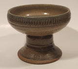 Heavy Dark Earth Tones Stoneware Pottery 4 3/4" Tall Pedestal Candy Dish