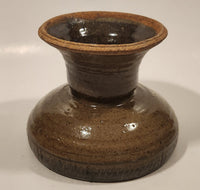 Heavy Dark Earth Tones Stoneware Pottery 4 3/4" Tall Pedestal Candy Dish