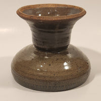 Heavy Dark Earth Tones Stoneware Pottery 4 3/4" Tall Pedestal Candy Dish