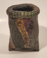 Textured Pottery Small 5" Tall Tri Footed Pottery Vase