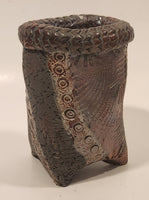 Textured Pottery Small 5" Tall Tri Footed Pottery Vase