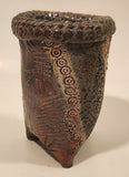 Textured Pottery Small 5" Tall Tri Footed Pottery Vase