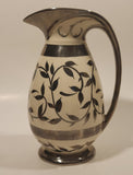 Antique Myott Son &amp; Co 1505F Old Silver Lustre Leaves 7 3/4" Tall Hand Painted Pitcher Jug