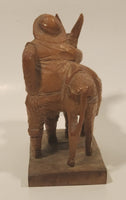 Vintage 1960s Ouro Artesania Sancho Panza No. 574 Man with Donkey Mule Hand Carved Wooden Figurine Made in Spain