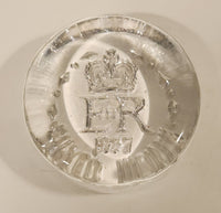 Vintage 1977 Queen Elizabeth II Silver Jubilee Clear Glass Paperweight