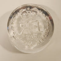 Vintage 1977 Queen Elizabeth II Silver Jubilee Clear Glass Paperweight