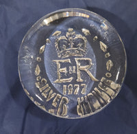 Vintage 1977 Queen Elizabeth II Silver Jubilee Clear Glass Paperweight