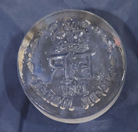 Vintage 1977 Queen Elizabeth II Silver Jubilee Clear Glass Paperweight