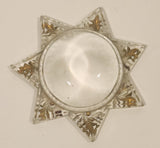 Antique Victorian Goofus Glass 7 Point Star Gold Leaf Heavy Glass Paperweight Reading Magnifier