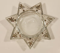 Antique Victorian Goofus Glass 7 Point Star Gold Leaf Heavy Glass Paperweight Reading Magnifier