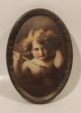 Antique 1897 Taber Prang Art Co. Cupid Awake Oval Tin Framed Picture M B Parkinson