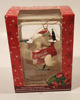 Trevco Coca Cola Happy Holidays Polar Bear Figure Skating with Baby Polar Bear on Back Christmas Tree Ornament New in box