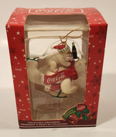 Trevco Coca Cola Happy Holidays Polar Bear Figure Skating with Baby Polar Bear on Back Christmas Tree Ornament New in box