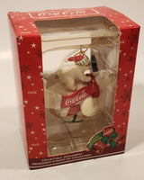 Trevco Coca Cola Happy Holidays Polar Bear Figure Skating with Baby Polar Bear on Back Christmas Tree Ornament New in box