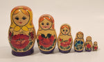 Vintage USSR Russian Matryoshka Hand Painted Wood Nesting Doll Set of 6