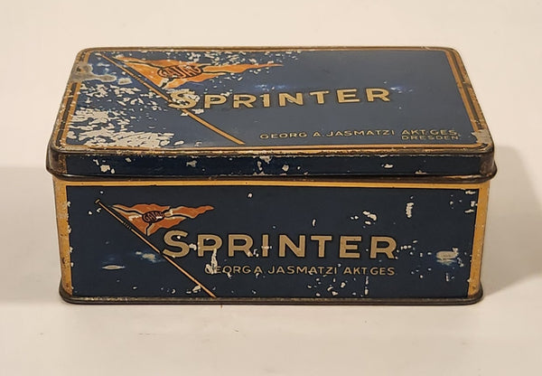 Rare Vintage Gajag Georg A. Jasmatzi Akt Gest Dresden Sprinter 100 Gold Cigarettes Tin Metal Container