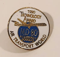 1990 Technology Award Air Transport World McDonnell Douglas MD-80 Airplane Enamel Metal Lapel Pin