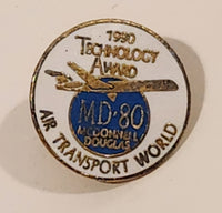 1990 Technology Award Air Transport World McDonnell Douglas MD-80 Airplane Enamel Metal Lapel Pin