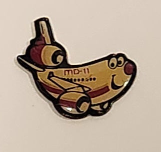 Vintage McDonnell Douglas MD-11 Airplane with Smiley Face Enamel Metal Lapel Pin (Missing Backing)