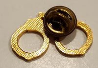 Handcuffs 3/4" x 1 1/8" Gold Tone Metal Lapel Pin