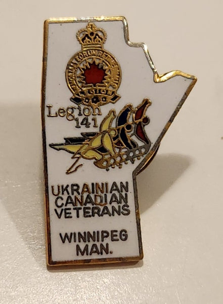 Winnipeg Manitoba Ukrainian Canadian Veterans R.C.L. Royal Canadian Legion 141 Enamel Metal Lapel Pin