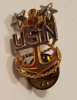 USN United States Navy Petty Officer Master Chief Pin 2 Stars Anchor Gold Tone Metal Lapel Pin Badge