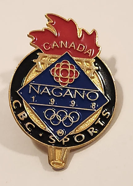 1998 Nagano Japan Winter Olympic Games CBC Sports Canada Olympic Torch Enamel Metal Lapel Pin