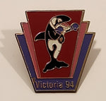 Victoria 94 XV Commonwealth Games Klee Wyck Orca Killer Whale Mascot Limited Edition 1 1/4" x 1 1/4" Enamel Metal Lapel Pin