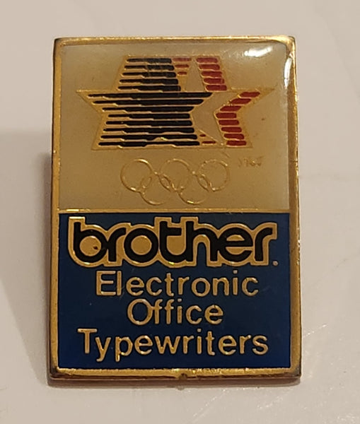 Vintage 1984 LA Los Angeles Summer Olympic Games Brother Electronic Office Typewriters Enamel Metal Lapel Pin