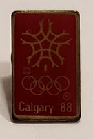 1988 Winter Olympics Calgary, Alberta Canada Small Red Gold Enamel Lapel Pin Sports Collectible