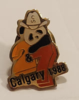 1988 Calgary Stampede Channel 2 & 7 Panda Mascot Themed Enamel Metal Lapel Pin