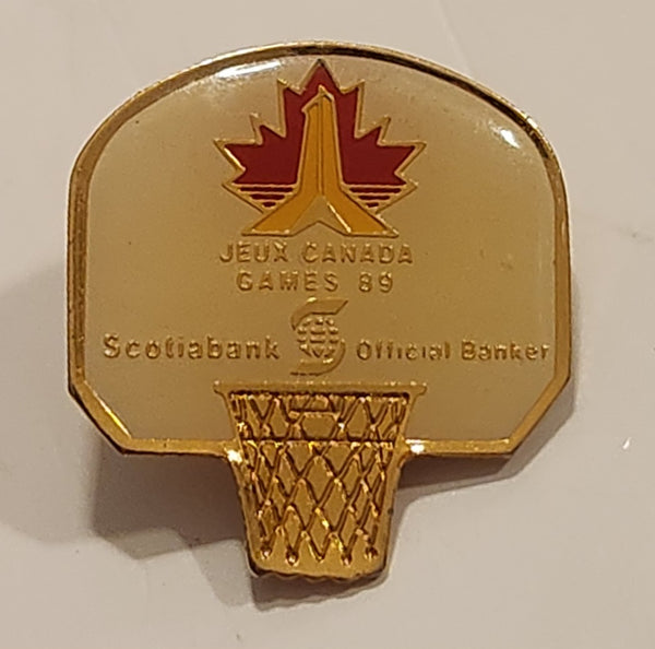 1989 Jeux Canada Games Scotiabank Official Banker Basketball Backboard Saskatoon, Saskatchewan Enamel Metal Lapel Pin