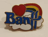 Banff Alberta Rainbow and Heart Ski Enamel Metal Lapel Pin