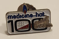 1883 to 1983 Medicine Hat 100th Anniversary Silver Train Enamel Metal Lapel Pin