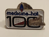 1883 to 1983 Medicine Hat 100th Anniversary Silver Train Enamel Metal Lapel Pin