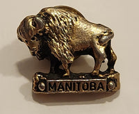 Manitoba Bison Buffalo Themed Heavy Silver Tone Metal Lapel Pin