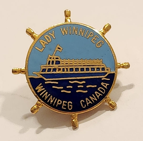 Rare Vintage Lady Winnipeg Manitoba Canada Ship's Wheel Enamel Metal Lapel Pin