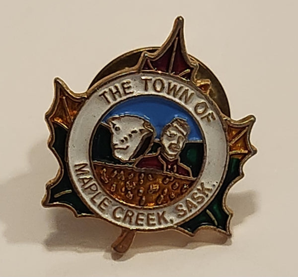 The Town Of Maple Creek Saskatchewan Maple Leaf Enamel Metal Lapel Pin