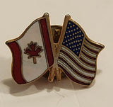 Canada and USA Waving Flags Enamel and Metal Pin