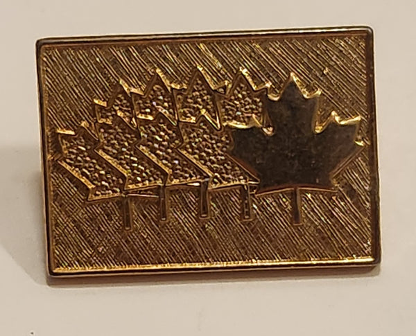 Gold Tone 5 Maple Leafs Metal Lapel Pin