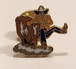 Rodeo Cowboy Steer Wrestling Enamel Metal Lapel Pin