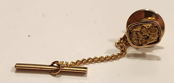 14K Gold Nugget Tie Tack Pin