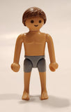 Geobra PlayMobil Shirtless Male in Grey Swim Suit Toy Figure