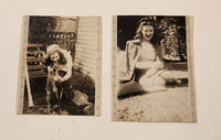 Vintage 1930s 1940s Black and White Photograph of Woman Sitting and Gardening Set of 2