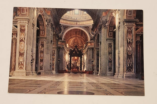 Vintage Interior of St. Peter's Basilica Vatican City Rome Italy Postcard