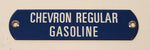 Vintage Chevron Regular Gasoline Porcelain Enamel Metal Gas Pump Fuel Tag Sign