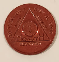 Vintage AA Alcoholic Anonymous To Thine Own Self Be True 1 Month Red Metal Recovery Token Chip