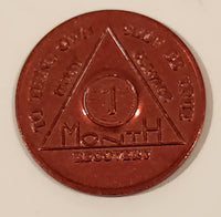 Vintage AA Alcoholic Anonymous To Thine Own Self Be True 1 Month Red Metal Recovery Token Chip