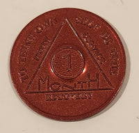 Vintage AA Alcoholic Anonymous To Thine Own Self Be True 1 Month Red Metal Recovery Token Chip